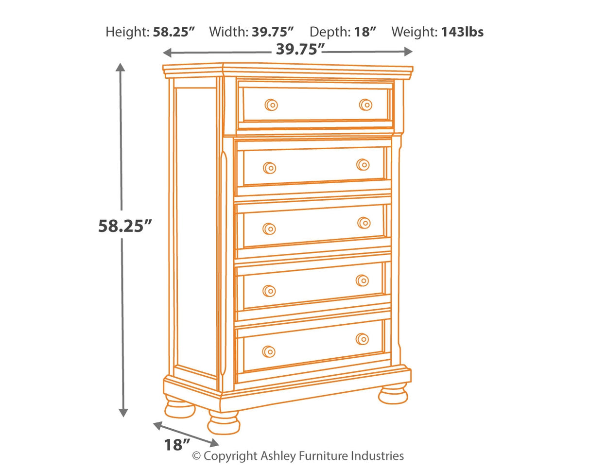 Porter Queen Sleigh Storage Bed, Dresser, Mirror, Chest, and 2 Nightstands