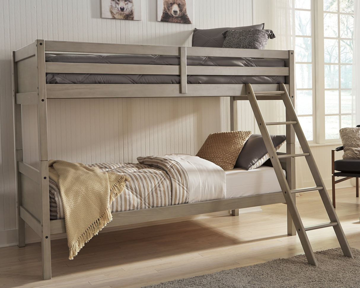 Lettner Light Gray Twin/Twin Bunk Bed With Ladder