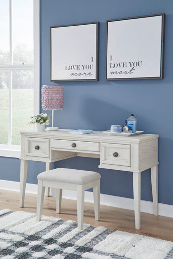 Robbinsdale Antique White Vanity With Stool