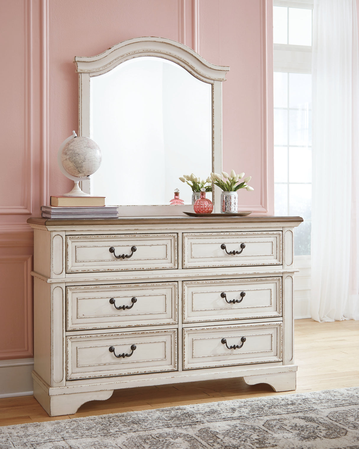 Realyn Twin Panel Bed, Dresser, Mirror, Chest and Nightstand