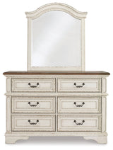 Realyn Full Panel Bed, Dresser, Mirror, 3-Piece Vanity and Nightstand