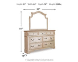 Realyn Queen Upholstered Panel Bed, Dresser, Mirror, Chest and Nightstand