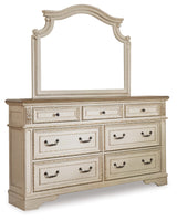 Realyn Queen Upholstered Bed, Dresser, Mirror, Chest and Nightstand