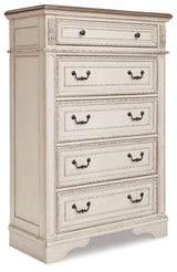 Realyn King Panel Bed, Dresser, Mirror, Chest, Vanity and Nightstand