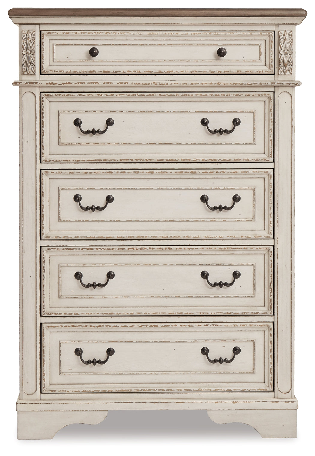 Realyn King Panel Bed, Dresser, Mirror, Chest, Vanity and Nightstand