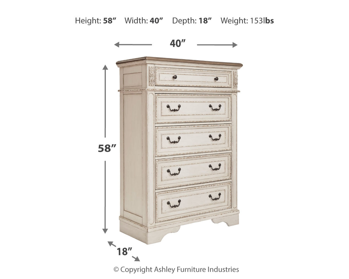 Realyn Queen Upholstered Panel Bed and Chest