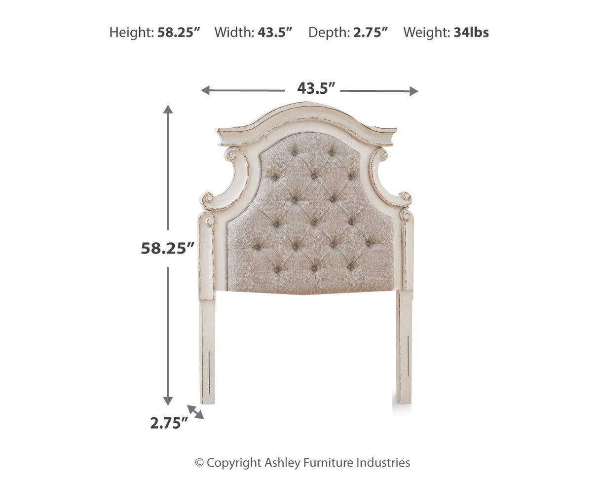 Realyn Chipped White Twin Upholstered Panel Headboard