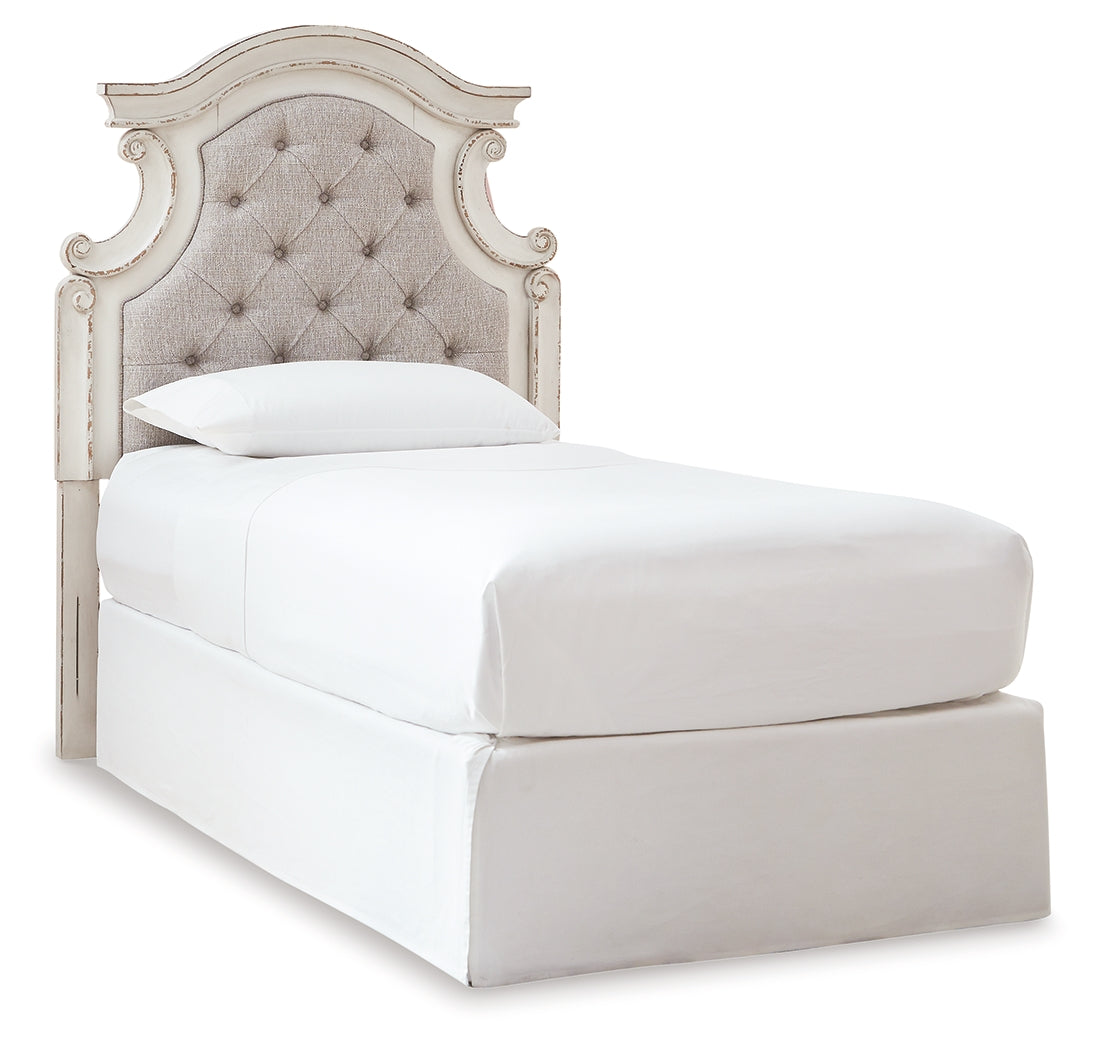 Realyn Chipped White Twin Upholstered Panel Headboard