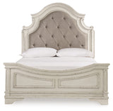 Realyn Queen Upholstered Panel Bed and 2 Nightstands