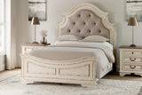 Realyn Queen Upholstered Panel Bed and 2 Nightstands