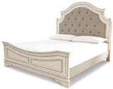 Realyn King Bed with Mirrored Dresser and Nightstand