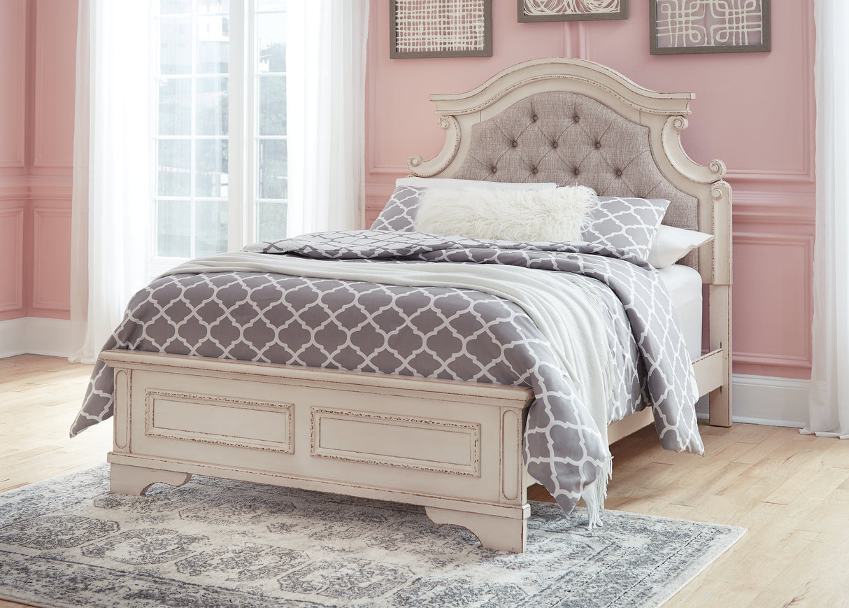 Realyn Full Panel Bed, Dresser, Mirror and Nightstand