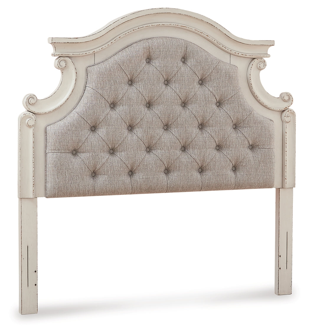 Realyn Chipped White Full Upholstered Panel Headboard