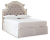 Realyn Chipped White Full Upholstered Panel Headboard