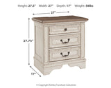 Realyn Two-Tone Queen Upholstery Panel Bed, Dresser, Chest, Nightstand, And Vanity Set