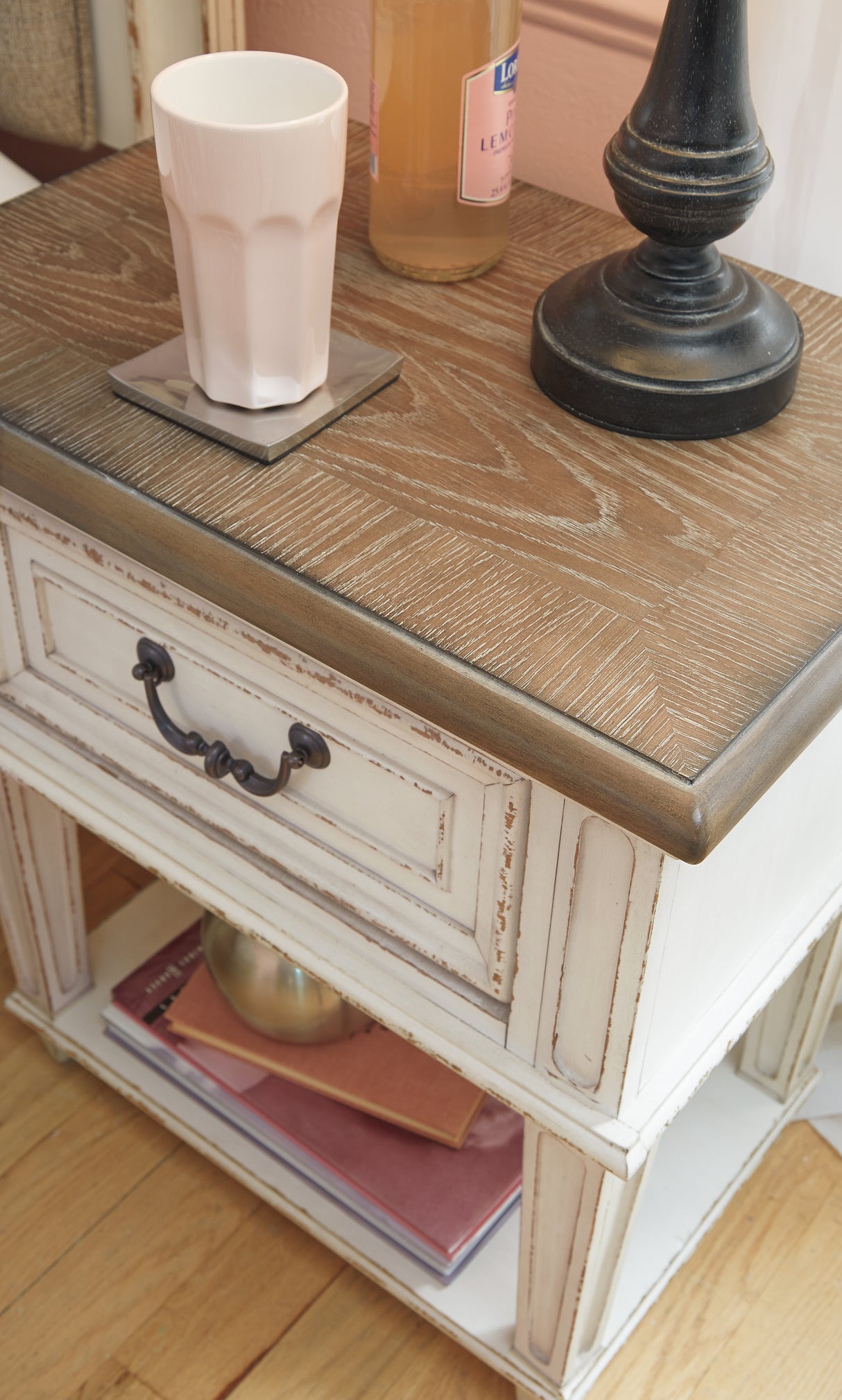 Realyn Chipped White Nightstand