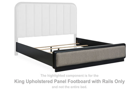 Roanhowe Black King Upholstered Panel Footboard With Rails