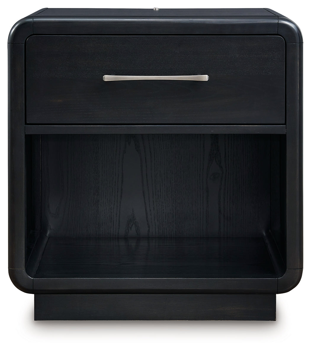 Roanhowe Black Nightstand