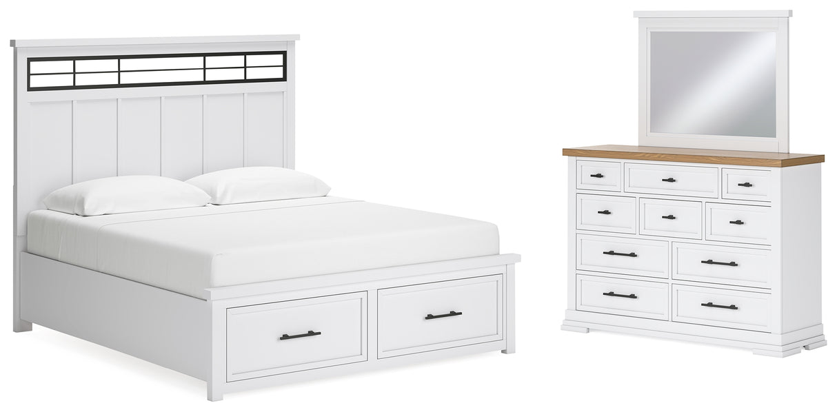 Ashbryn King Panel Storage Bed, Dresser and Mirror