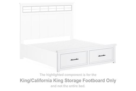 Ashbryn White/Natural King/California King Storage Footboard