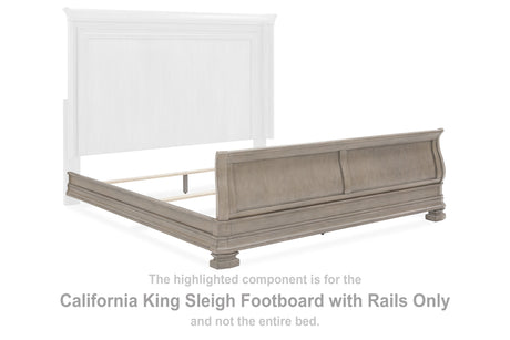 Lexorne Gray California King Sleigh Footboard With Rails