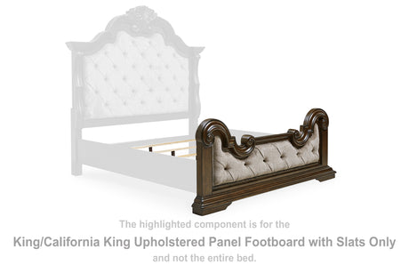 Maylee Dark Brown King/California King Upholstered Panel Footboard With Slats