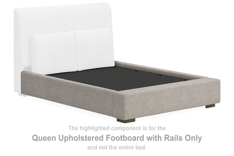 Cabalynn Oatmeal Queen Upholstered Footboard With Rails