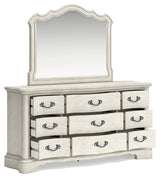 Arlendyne California King Upholstered Bed, Dresser and Mirror