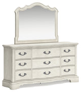 Arlendyne California King Upholstered Bed, Dresser and Mirror