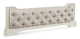 Arlendyne Antique White Queen Upholstered Panel Footboard With Slats