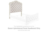 Arlendyne Antique White Queen Upholstered Panel Headboard