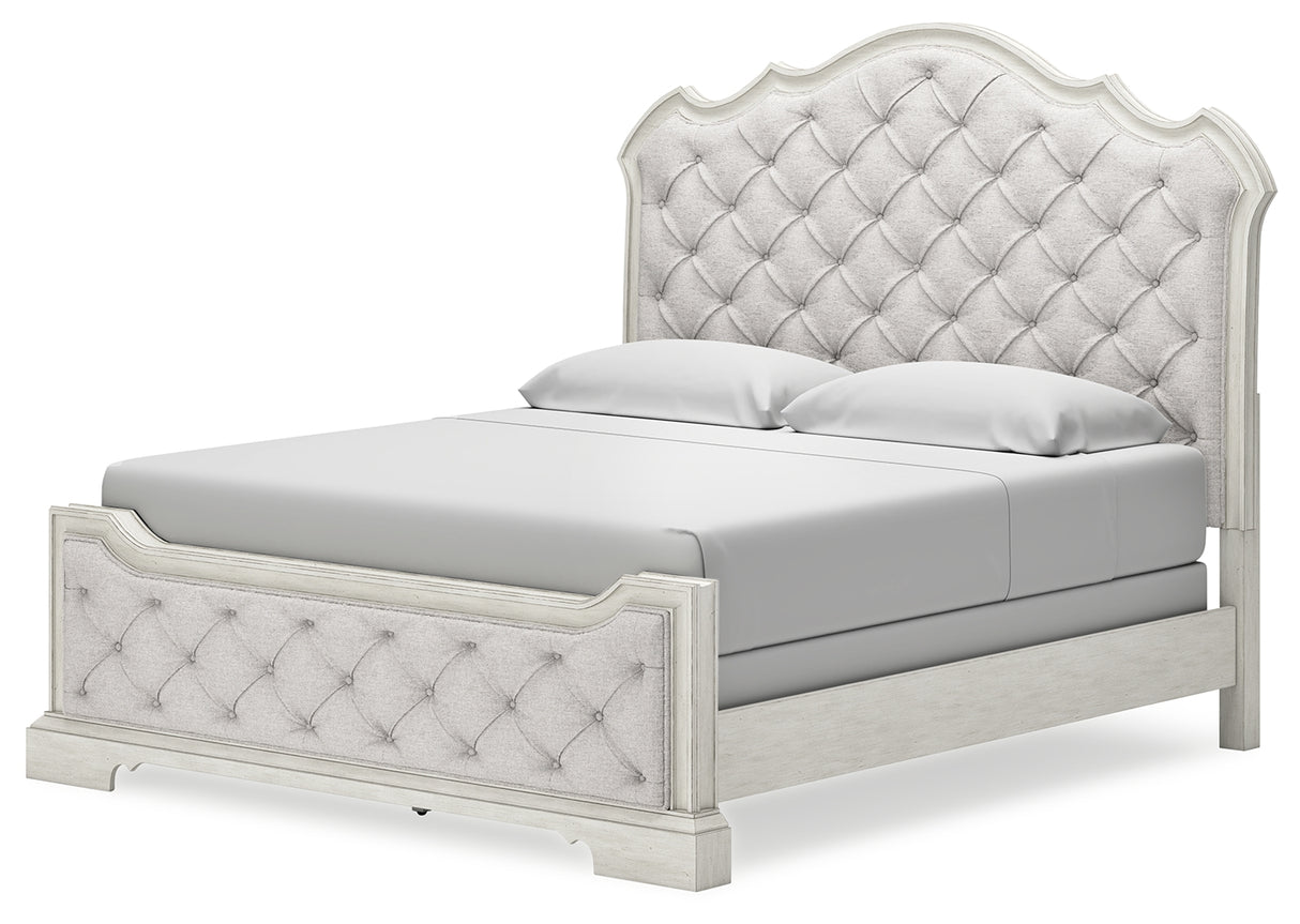 Arlendyne California King Upholstered Bed, Dresser and Mirror