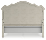 Arlendyne Antique White King Panel Bed, Dresser, Mirror, Chest And 2 Nightstands