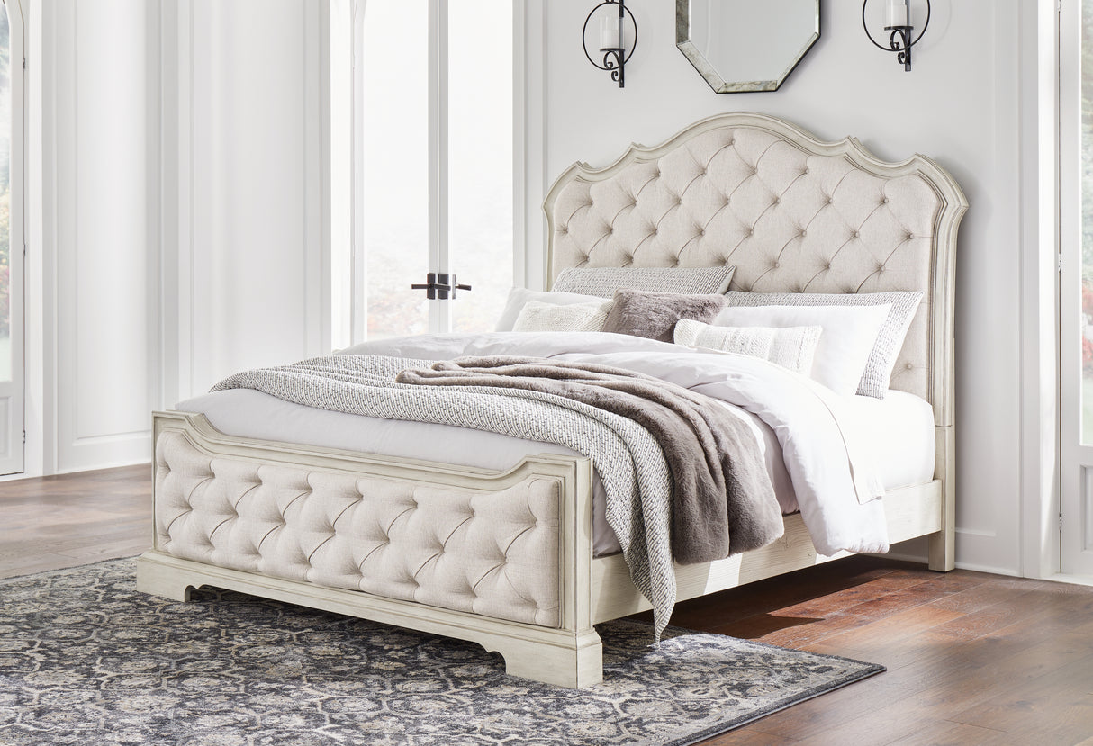 Arlendyne Queen Upholstered Bed, Dresser and Mirror