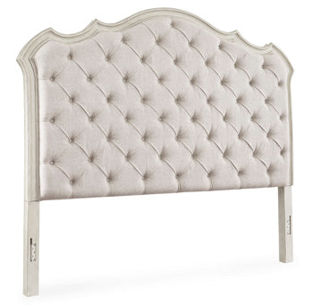 Arlendyne Antique White Queen Upholstered Panel Headboard