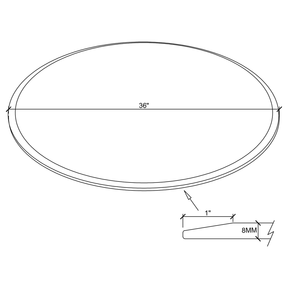 36" Round Occasional Glass Top Clear