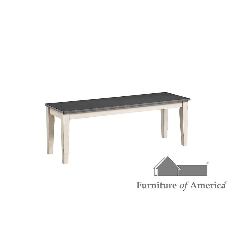 Frances Antique White/Gray Bench