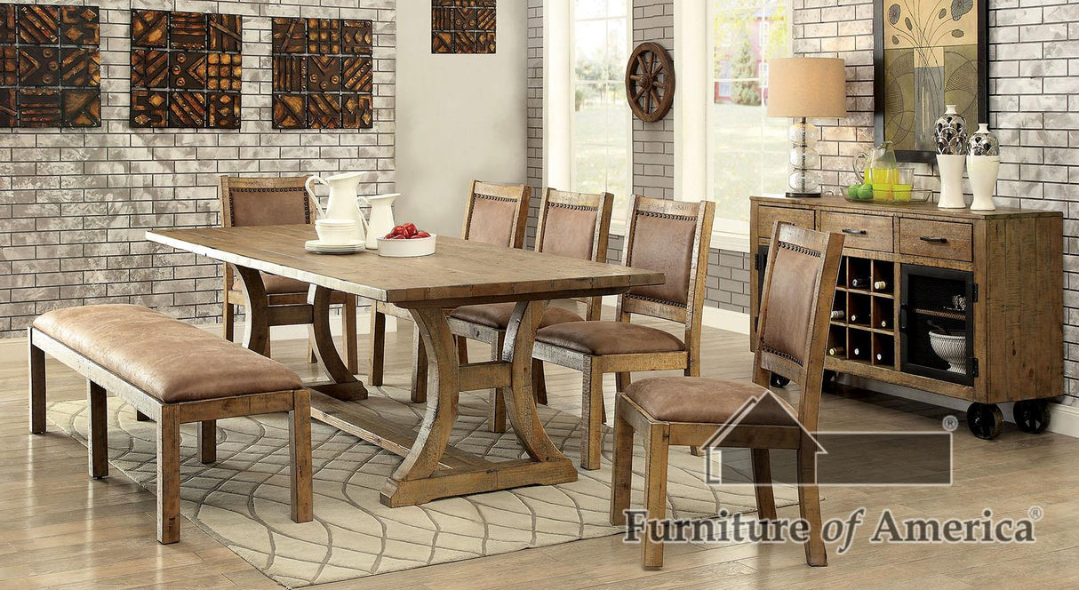 Gianna Rustic Pine Dining Set 7 Piece