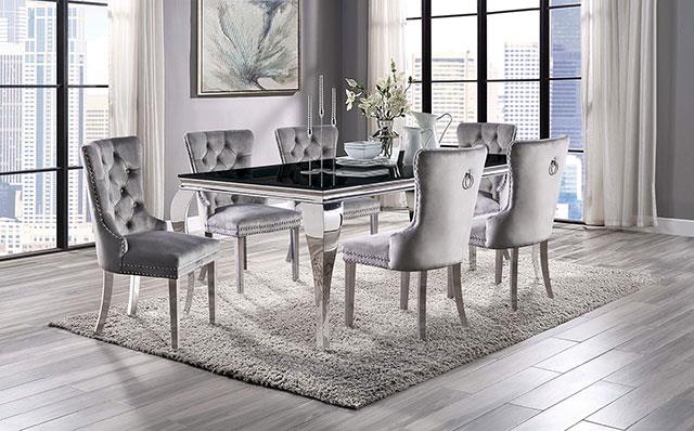 Neuveville Black/Chrome Dining Set 7 Piece