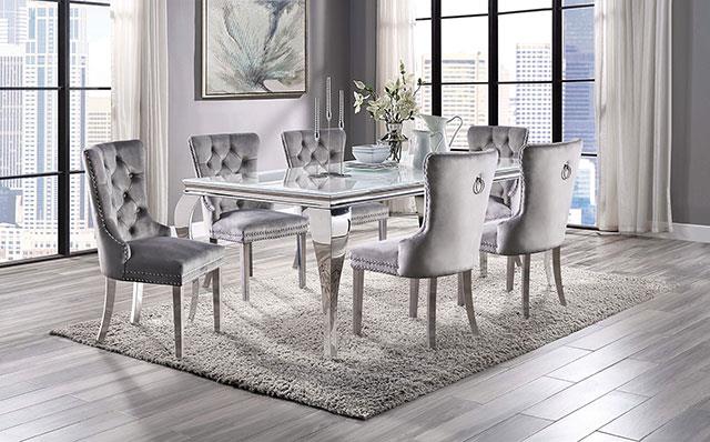 Neuveville White/Chrome Dining Set 7 Piece