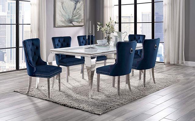 Neuveville White/Chrome Dining Set 7 Piece