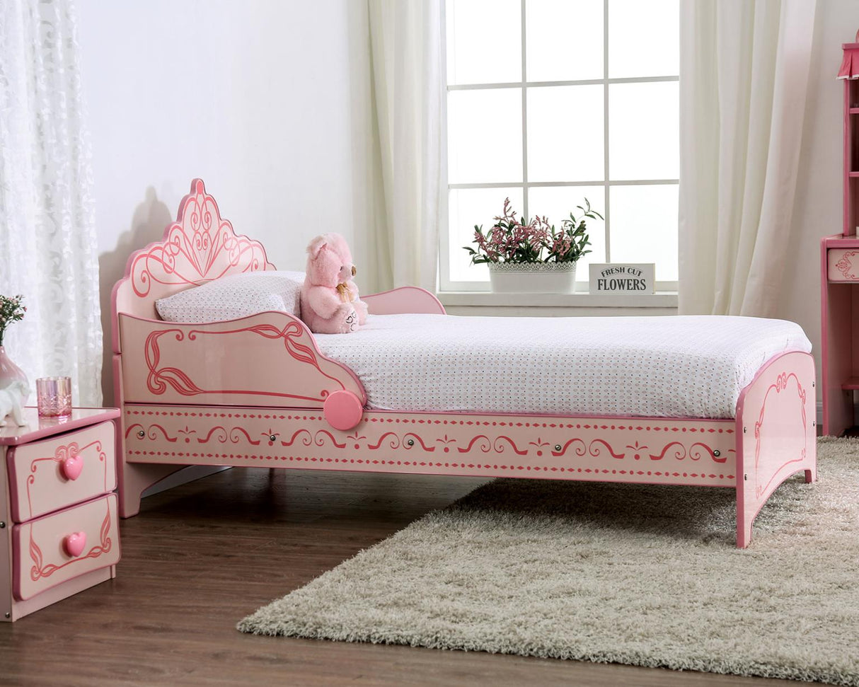 Princess Crown Single Bed Pink Youth Bedroom