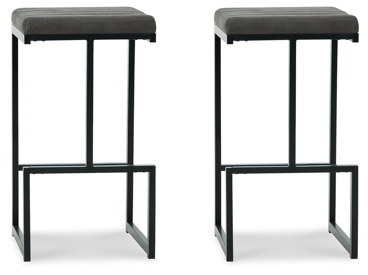 Strumford Gray/Black Bar Height Bar Stool