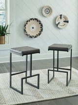 Strumford Gray/Black Bar Height Bar Stool