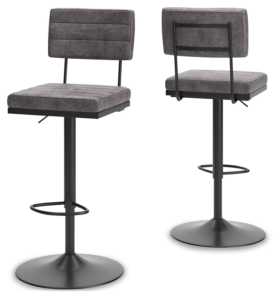 Strumford Gray/Black Bar Height Bar Stool