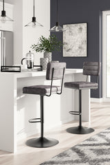 Strumford Gray/Black Bar Height Bar Stool