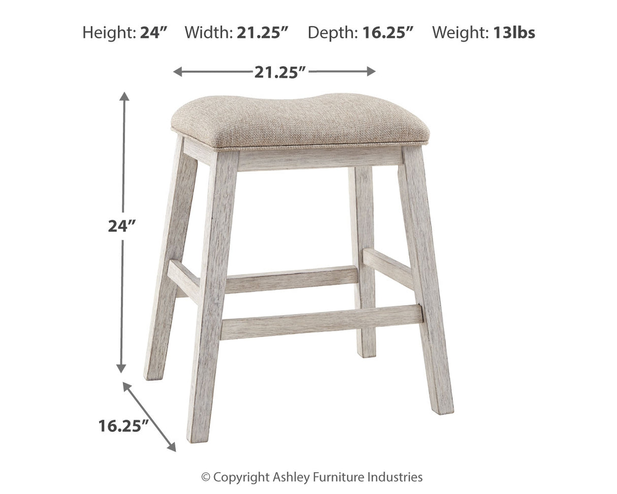 Skempton White/Light Brown Counter Height Bar Stool