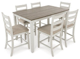 Skempton White/Light Brown Counter Height Dining Table And Bar Stools (Set Of 7)