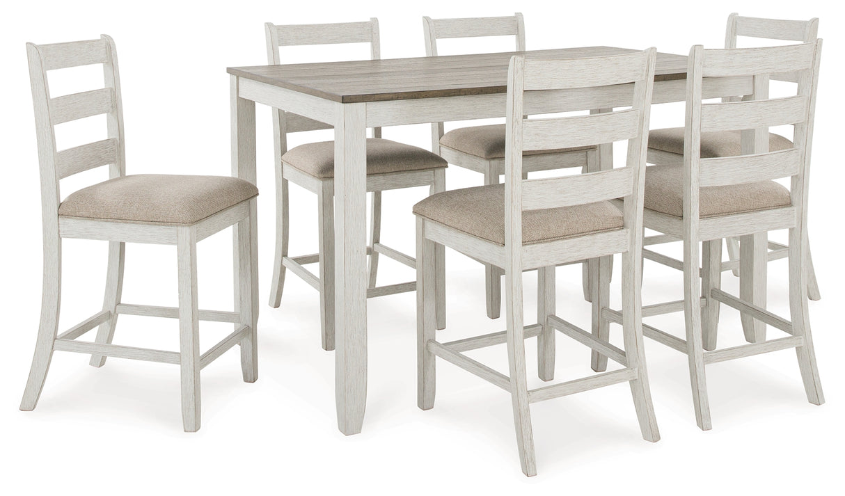 Skempton White/Light Brown Counter Height Dining Table And Bar Stools (Set Of 7)