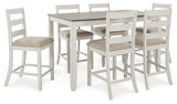 Skempton White/Light Brown Counter Height Dining Table And Bar Stools (Set Of 7)